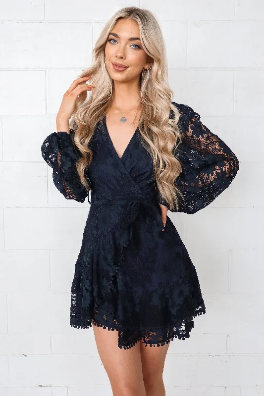 Vienna Lace Dress - Navy