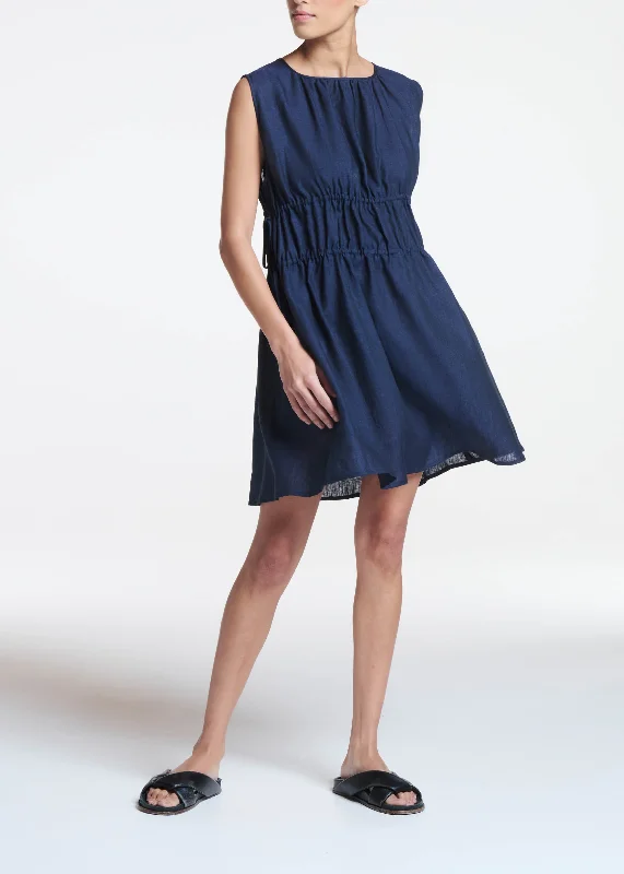 Como Dress Ocean Navy Linen