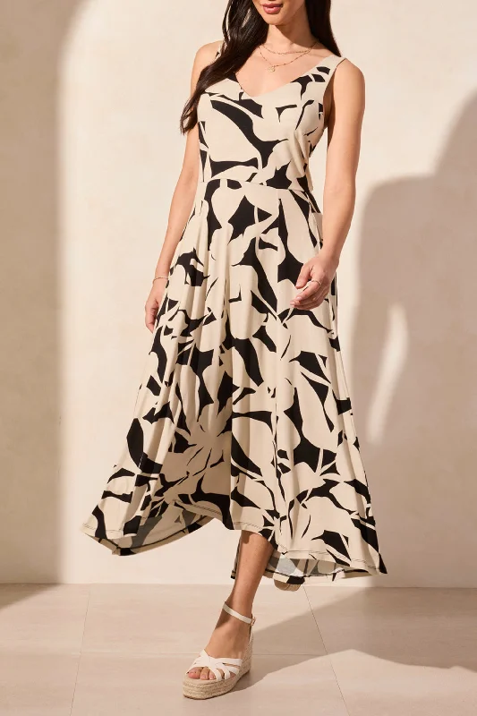 SLEEVELESS HIGH LOW DRESS-SAFARI