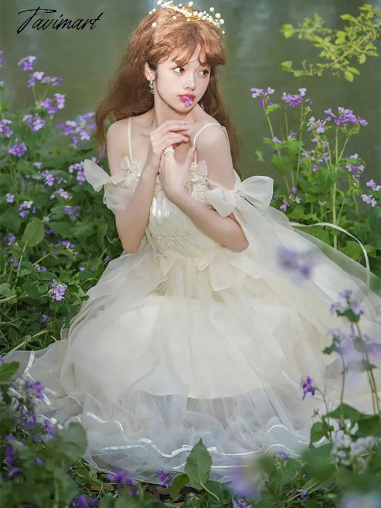 Tavimart Princess Kawaii Flower Wedding Lolita Jsk Gentle Mesh Daily Jsk Lolita Ballet Dress Fashion Fairy Anime Sweet Girls Tea Party