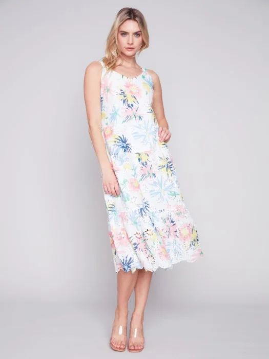 COTTON EYELET LONG DRESS IN POEM