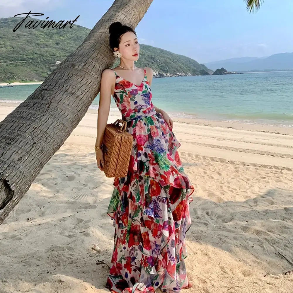 Tavimart Real Summer New Female South French Style Print Halter Sexy Slim-fit Fairy Dress Women Tavimart Real Summer New Female South French Style Print Halter Sexy Slim-fit Fairy Dress Women