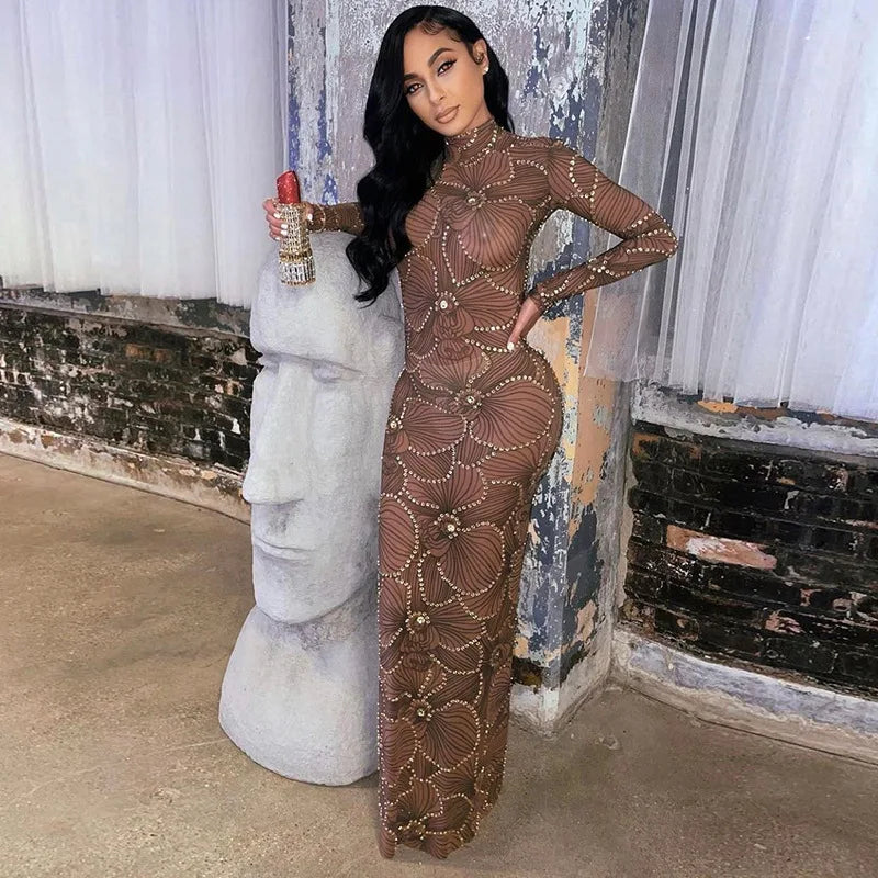 Summer Clothes Women Long Sleeve Party Club Evening Bodycon See Through Long Dress Wholesale Items For Business Summer Clothes Women Long Sleeve Party Club Evening Bodycon See Through Long Dress Wholesale Items For Business
