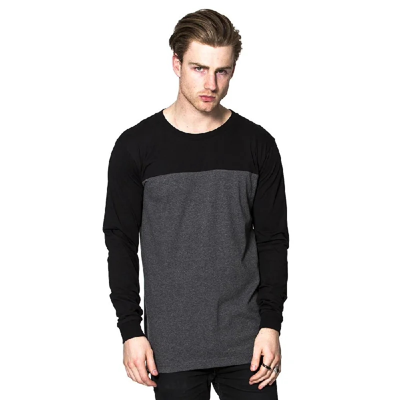 Two Tone Long Sleeve T-Shirt Print Jacquard Patchwork