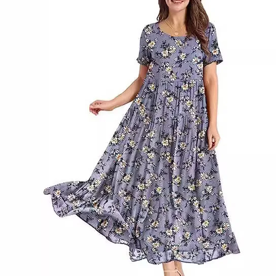 Summer Beach Medium and Long Dress Comfortable Pleated Dress Casual Loose Floral Dress Tunics Denim casual Summer Beach Medium and Long Dress Comfortable Pleated Dress Casual Loose Floral Dress Tunics Denim casual