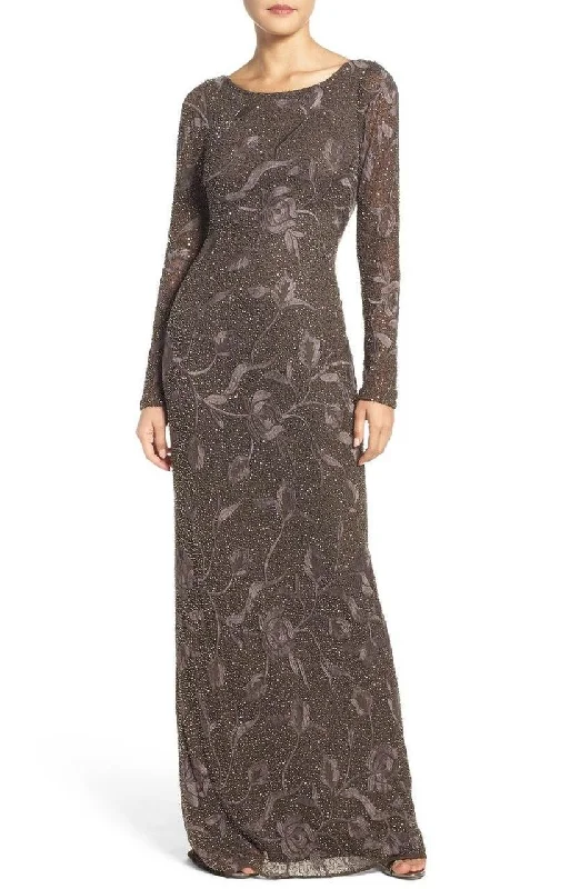 Aidan Mattox - Beaded and Embroidered Mesh Long Dress MD1E200365 Tunics Velvet soft
