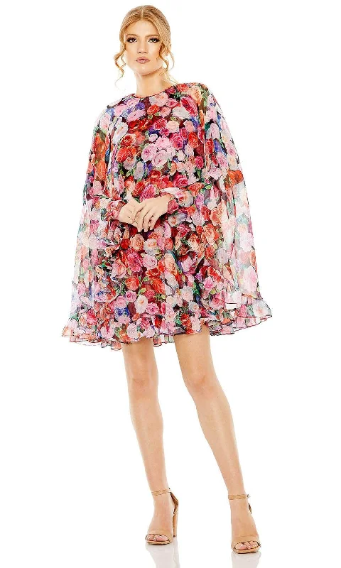 Ieena Duggal 55931 - Floral Cape After Prom Dress Tunics New arrival