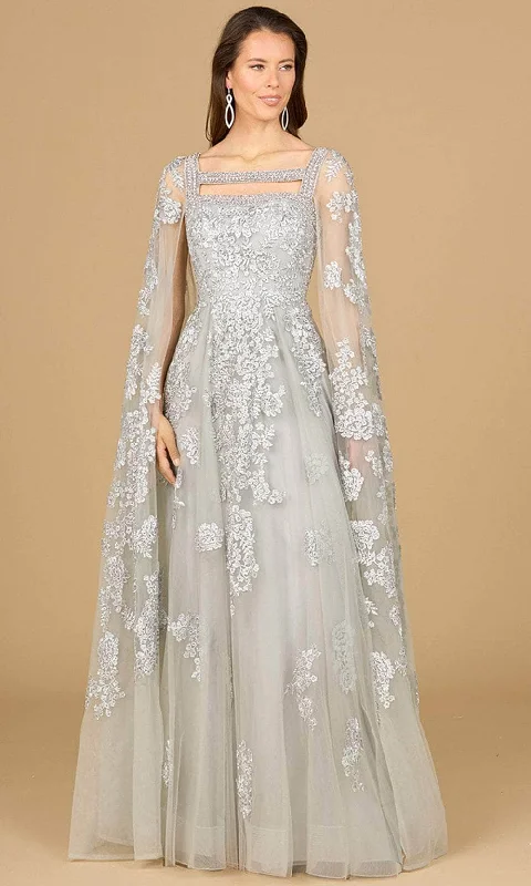 Lara Dresses 29138 - Cape Sleeve Embroidered Evening Gown