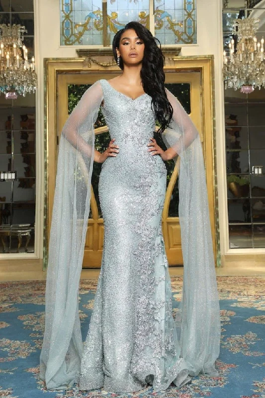 Portia and Scarlett - PS22930 Cape Sleeve Floral Sheath Dress Tunics Trousers formal