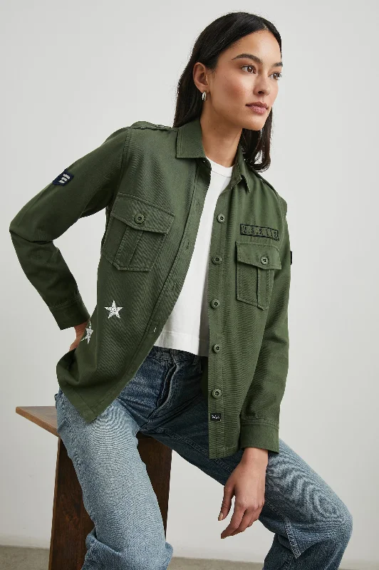 LOREN SHIRT JACKET - MILITARY OLIVE Collared Jacket Crew Neck Jacket Turtle Neck Jacket