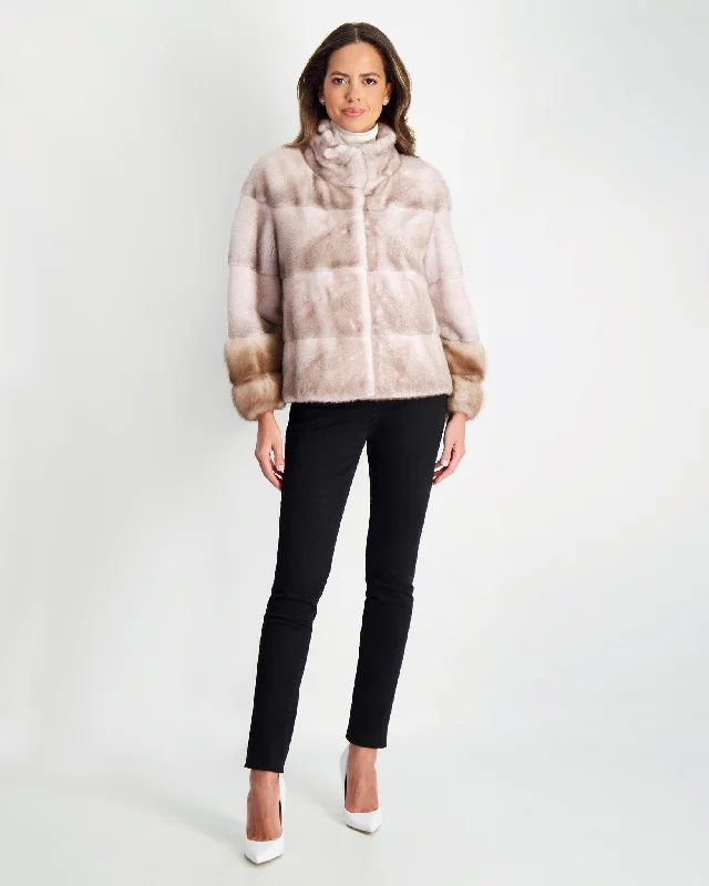 Mink Jacket with Stone Marten Trim Plaid Jacket Tartan Jacket Houndstooth Jacket