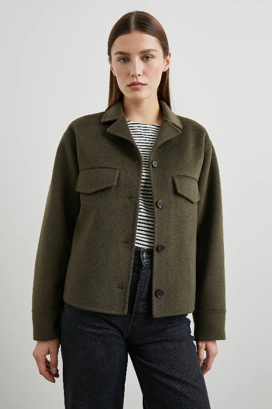 RILEY JACKET - OLIVE Knit Jacket Woven Jacket Fleece Jacket