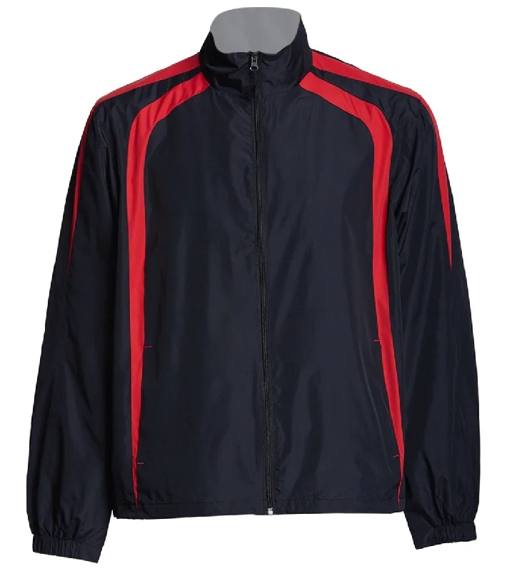 SwimOutlet Unisex Warm Up Jacket Black/True Red Wool Jacket Cashmere Jacket Tweed Jacket
