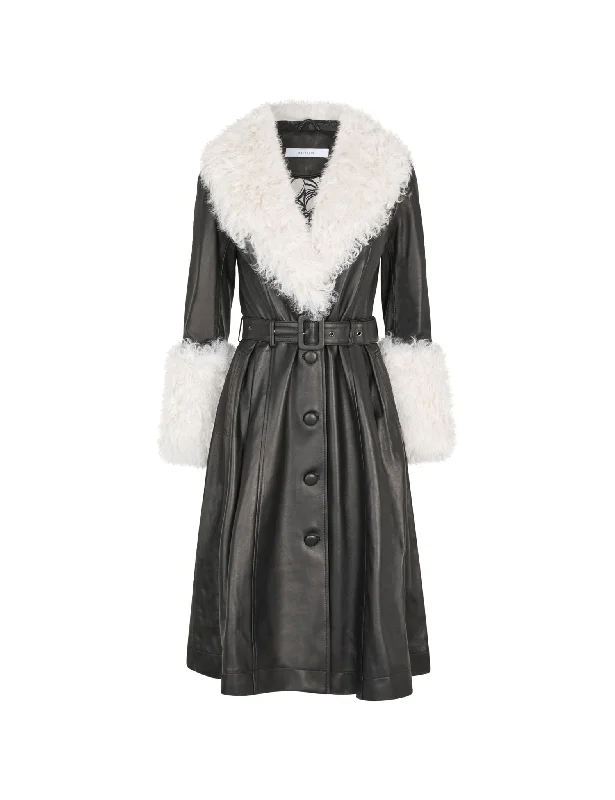 Foxy Shearling Coat — Black / Cloud