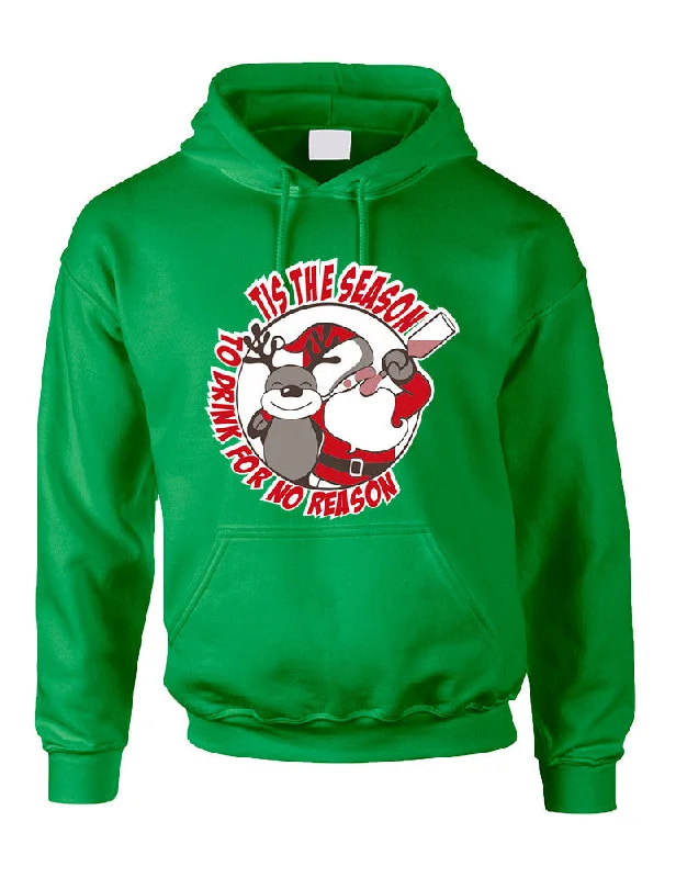 Adult Hoodie Tis The Season Drink No Reason Ugly Sweater Stretchy Elastic Breathable