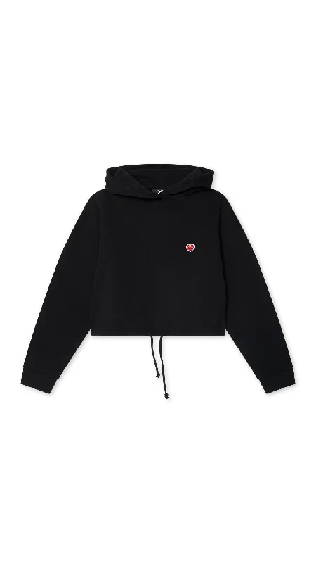 HOODIE MUJER HEART NEGRA Hoodie with Front Slit Layering Stylish