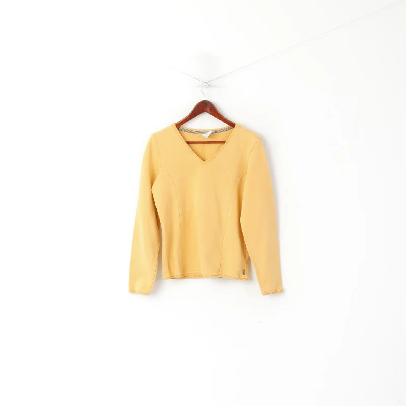 Adidas Women M Sweatshirt Orange Cotton Vintage V Neck Cropped Sport Top Hoodie with Longline Fit Extended Stylish