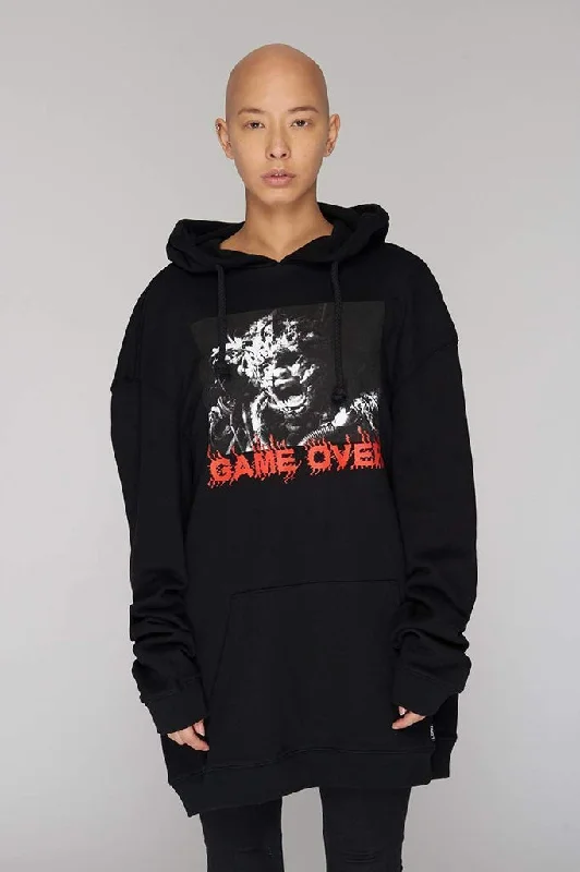 Game Over Hooded Sweatshirt - Unisex Hoodie with Drawcord Adjustable Secure