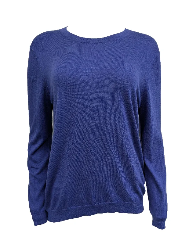 GANT RUGGER Women's Indigo Blue Cotton Silk Blend Crue Sweater 488813 Size XL Soft Cozy Warm