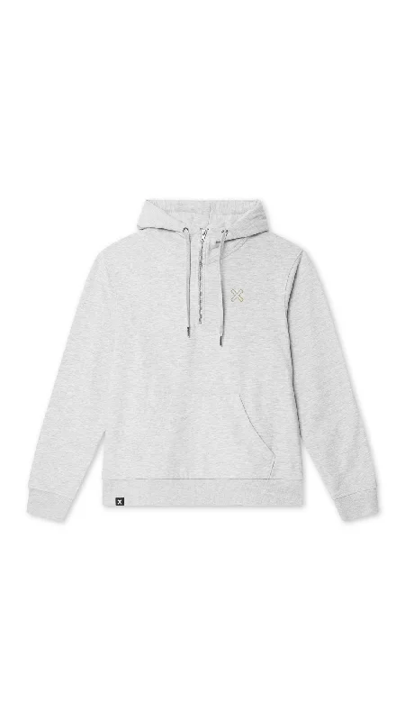 HALF ZIP HOODIE REEF LIGHT GREY MELANGE Hoodie with High-Low Hem Asymmetrical Trendy
