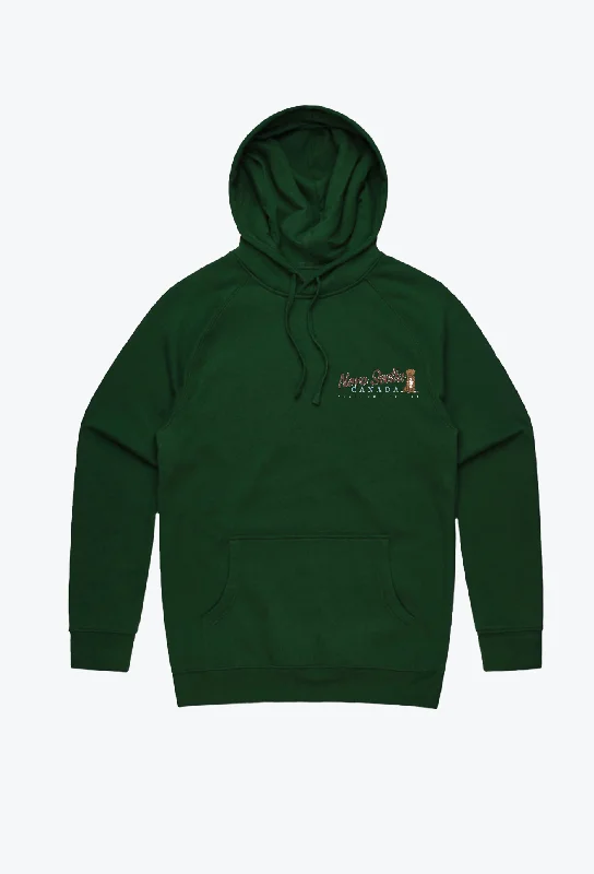 Nova Scotia Vintage Hoodie - Forest Green Hoodie with Hem Ribbing Snug Secure
