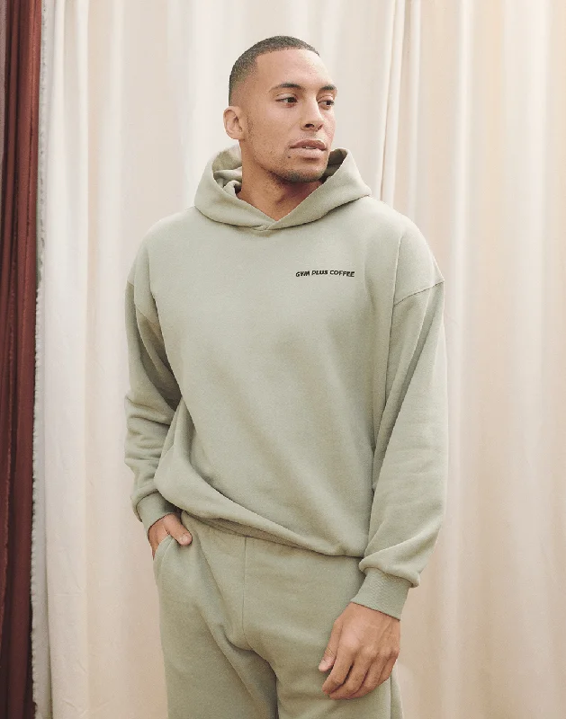 Print Hoodie in Olive Green Hoodie with Crew Neck Simple Timeless