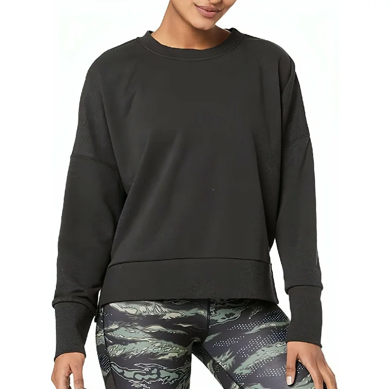 Reebok CrossFit Terry Crew Womens Sweatshirt - Black Hoodie with Exposed Zipper Edgy Industrial Reebok CrossFit Terry Crew Womens Sweatshirt - Black Hoodie with Exposed Zipper Edgy Industrial