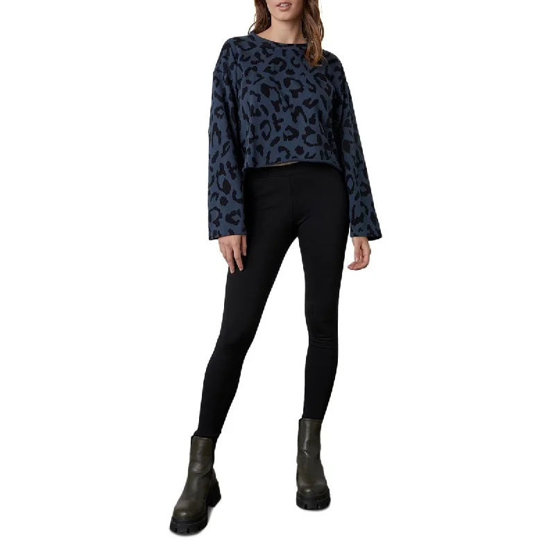 Velvet Womens Trinity Animal Print Cropped Sweatshirt Hoodie with Embroidery Detailed Premium