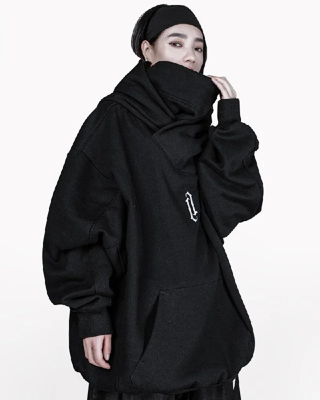Techwear Unisex Turtleneck Scarf Mask Hoodie Hoodie with Full-Zip Functional Layering