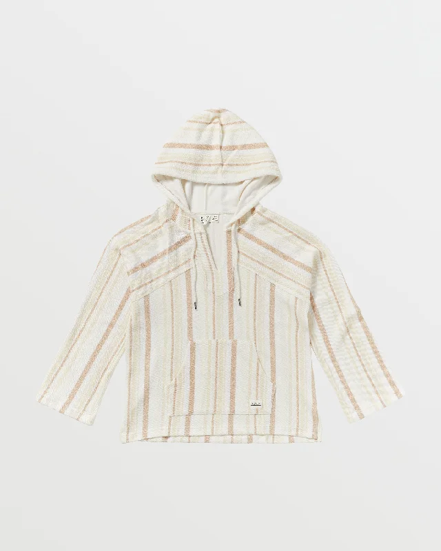 Wild And Free Poncho Style Hoodie - Tapioca Tulum Stripe Hoodie with Set-In Sleeves Structured Classic Wild And Free Poncho Style Hoodie - Tapioca Tulum Stripe Hoodie with Set-In Sleeves Structured Classic