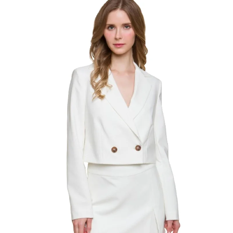 Button Crop Blazer Women's Patchwork Suit