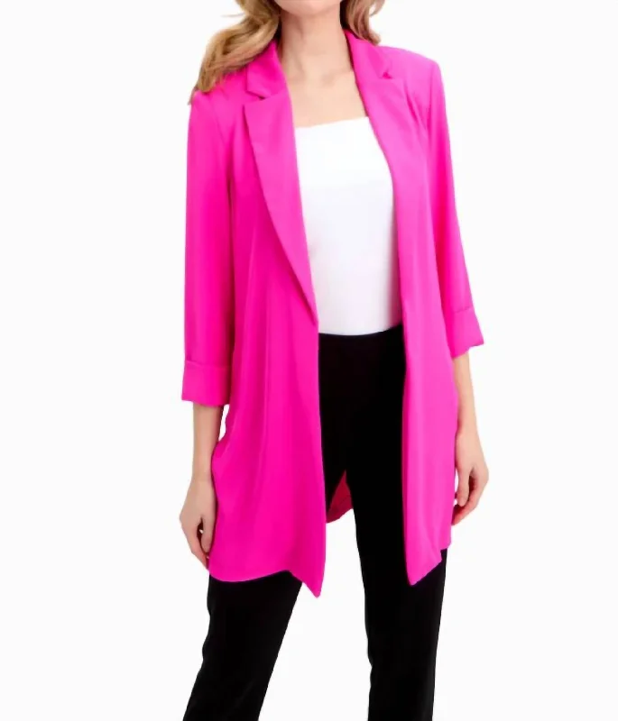 Classic Long Blazer In Ultra Pink Women's Designer Suit