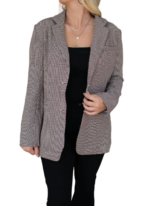 Cozy Plaid Blazer In Beige/black Women's Elegant Blazer