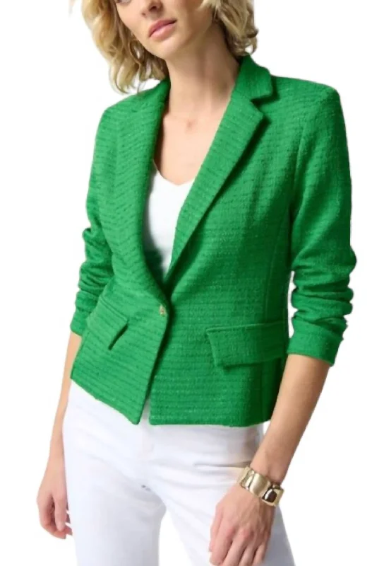 Island Boucle Boxy Blazer In Green Women's Wedding Blazer