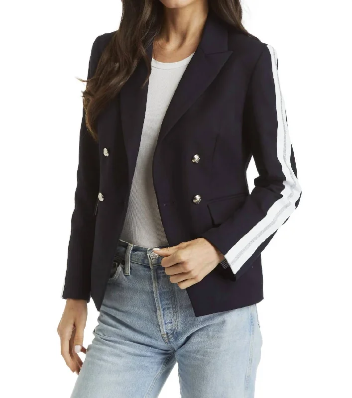 Luna Trim Blazer In Navy Women's Elegant Jacket