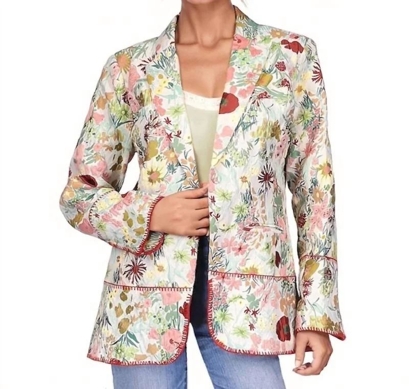 Lusha Jaquard Blazer In White Multi Women's Daily Blazer