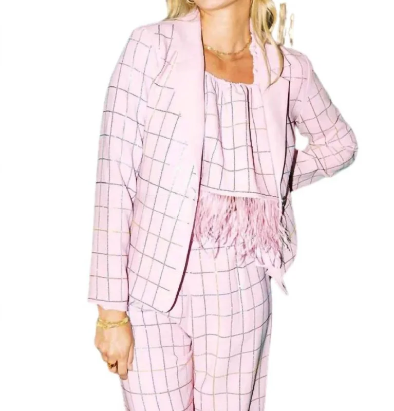 Plaid Blazer In Pink Women's Classic Blazer