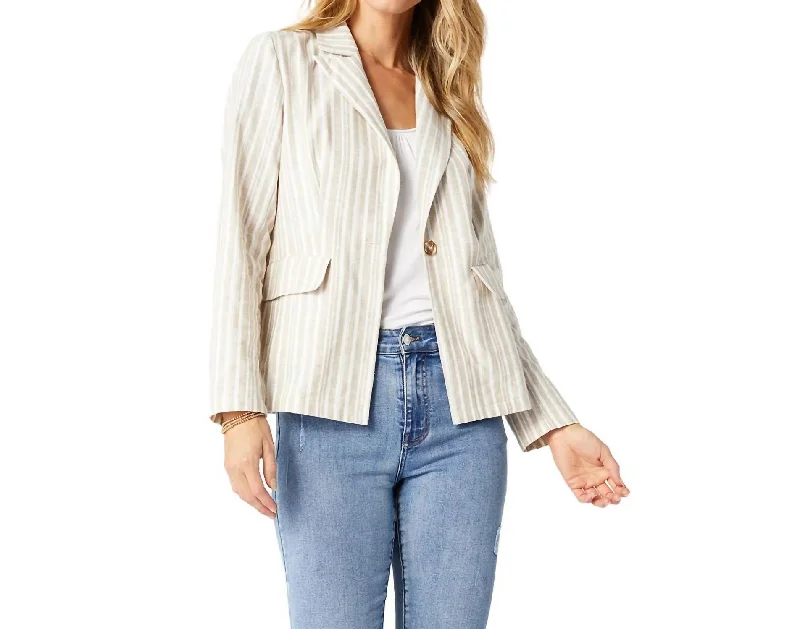 Sydney Striped Blazer In Natural Stripe Women's Brand Blazer