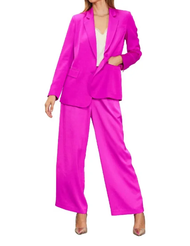 Women's Satin Blazer - Plus In Magenta Women's Fashion Blazer