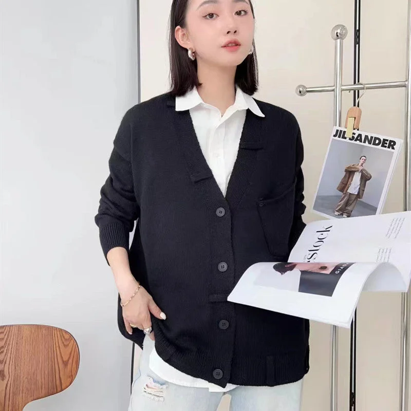 NiDELL French Style Retro Lazy Style Loose Design Niche Sweater Coat for Women Autumn and Winter New Fashion Knitted Cardigan Women's Clothes Fleece Cardigan Nylon Polyester NiDELL French Style Retro Lazy Style Loose Design Niche Sweater Coat for Women Autumn and Winter New Fashion Knitted Cardigan Women's Clothes Fleece Cardigan Nylon Polyester