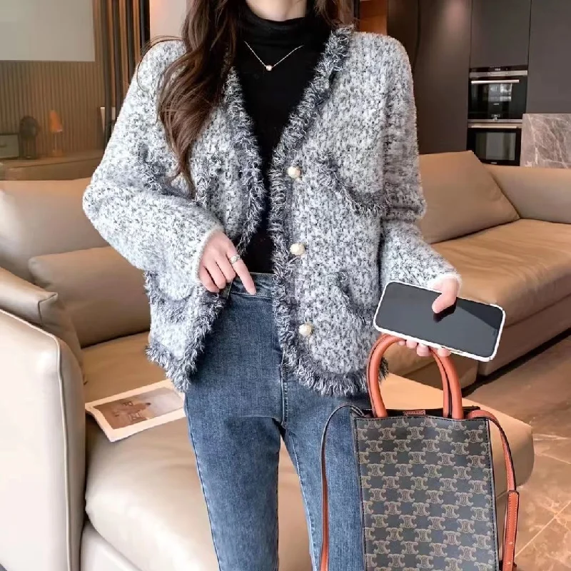 NiDELL Mink-like Wool French Style Chanel Coat Women's . Autumn and Winter New Outdoor Plaid Tassel Knitted Cardigan Fashion Chenille Blend Fleece Blend Nylon Blend NiDELL Mink-like Wool French Style Chanel Coat Women's . Autumn and Winter New Outdoor Plaid Tassel Knitted Cardigan Fashion Chenille Blend Fleece Blend Nylon Blend