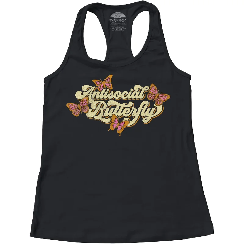 Women's Antisocial Butterfly Racerback Tank Top